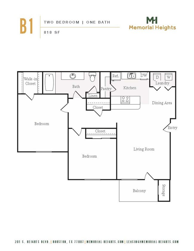 Two bedroom B1 2432 floor plan